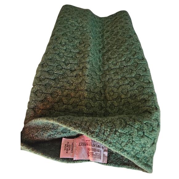 Aran Sweater Market 100% Pure New Wool Neck Warmer Snood Scarf Honeycomb Green - Picture 2 of 5